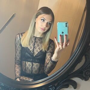 Topshop long sleeve lace shirt